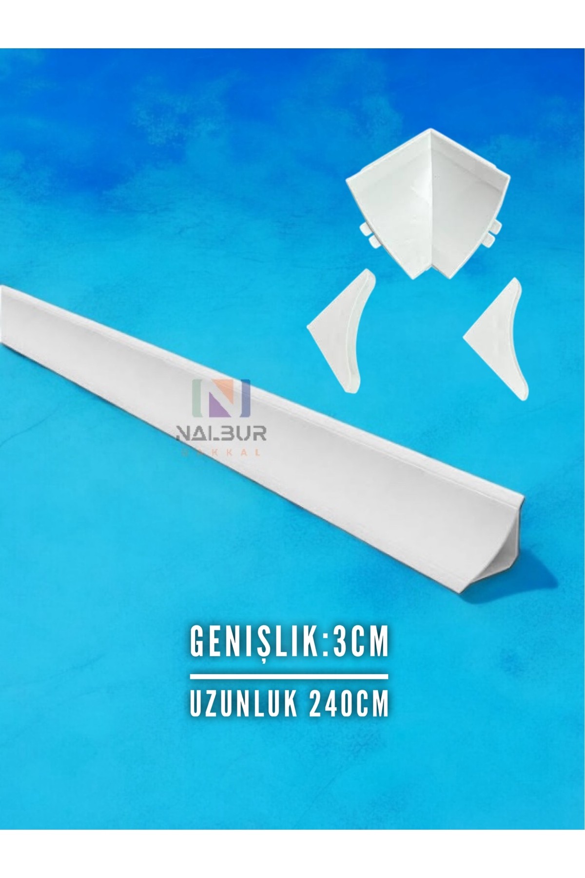 Duşakabin Küvet Kenar Çıtası Beyaz 3cm Genişlik 240 Cm İç Köşe Aparat Dahil