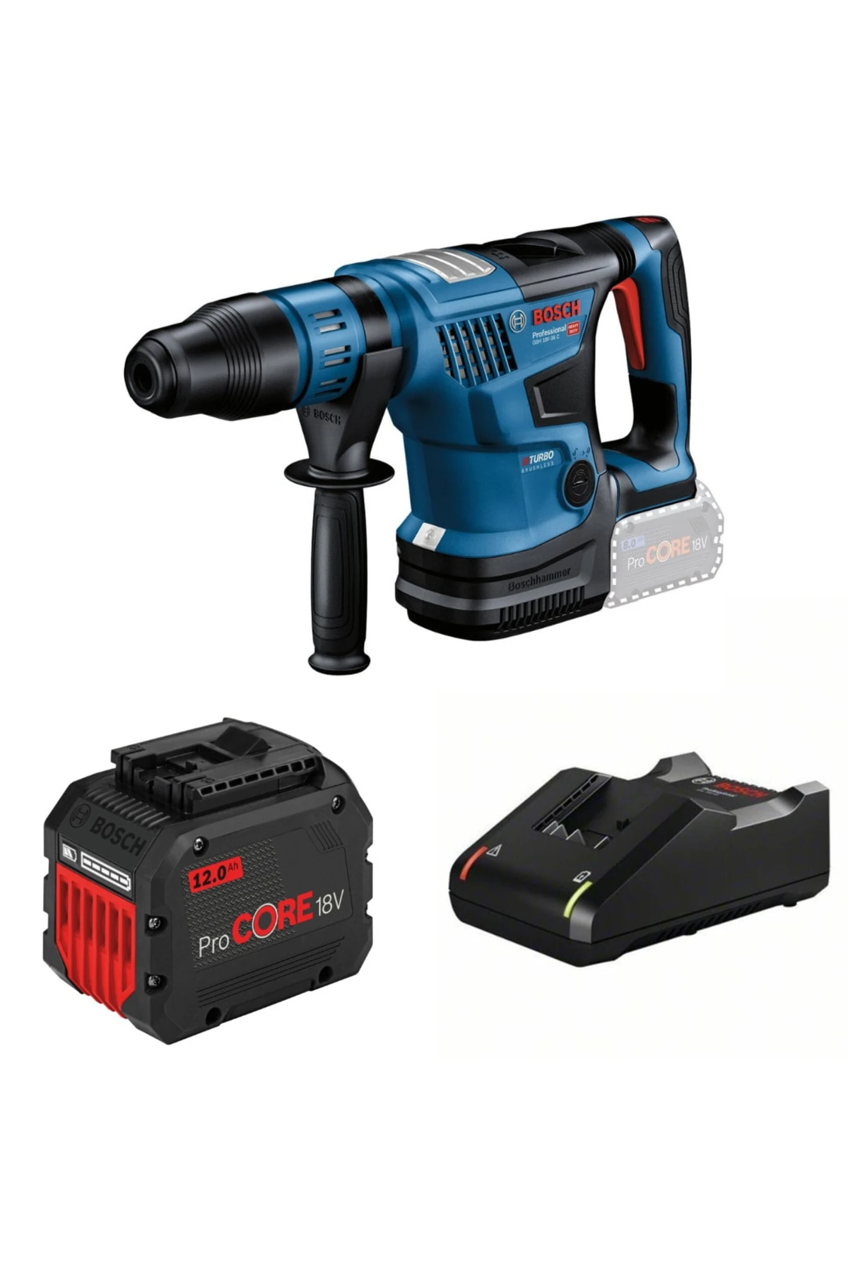 Gbh 18v-36 C (solo) Akülü Kırıcı Delici + Akü Procore18v12.0ah + Şarj Cihazı Gal 18v-40