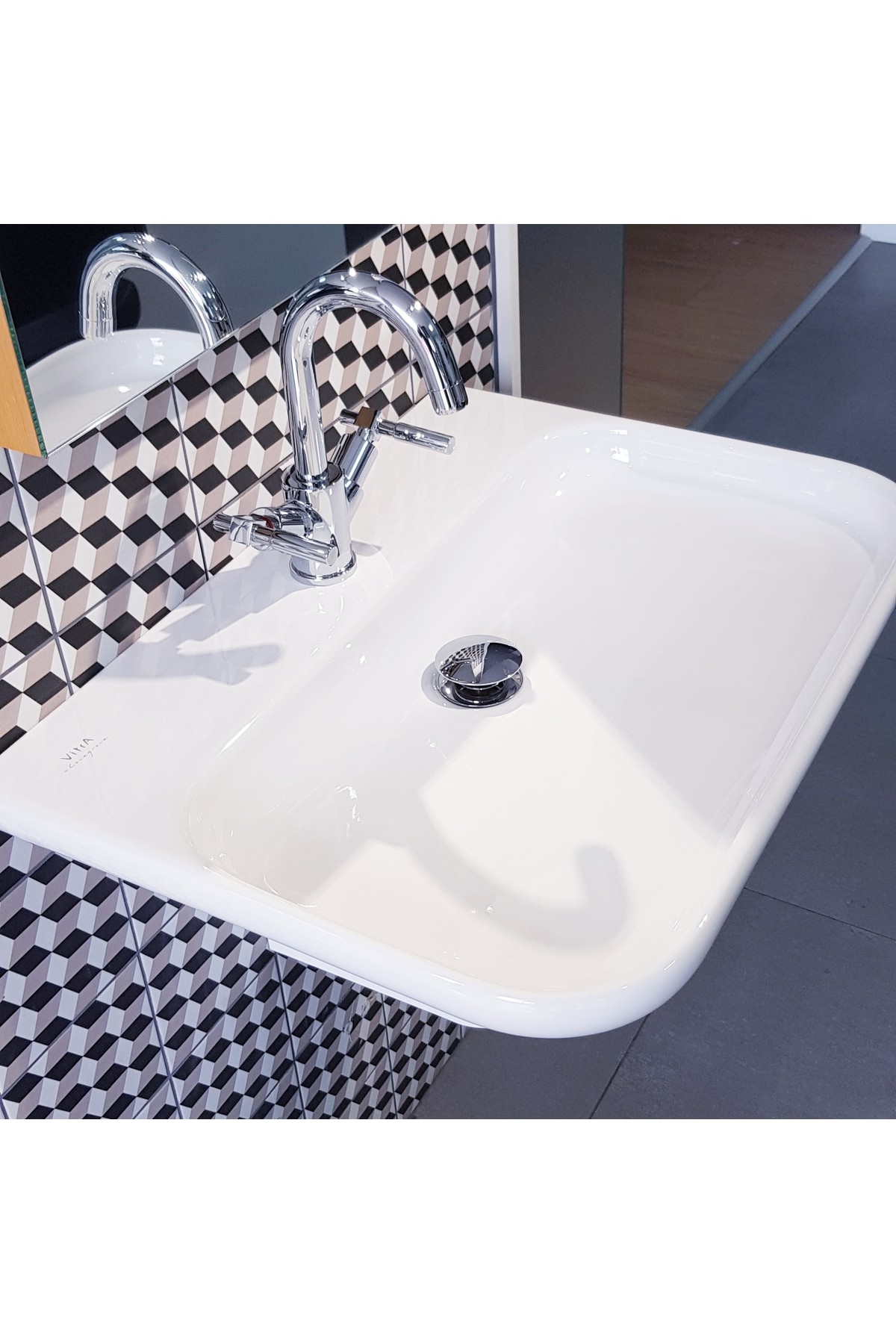 Mod Lavabo 80 cm - Tek armatür delikli - Duvara Asma ve Ayaklı kullanıma uygun