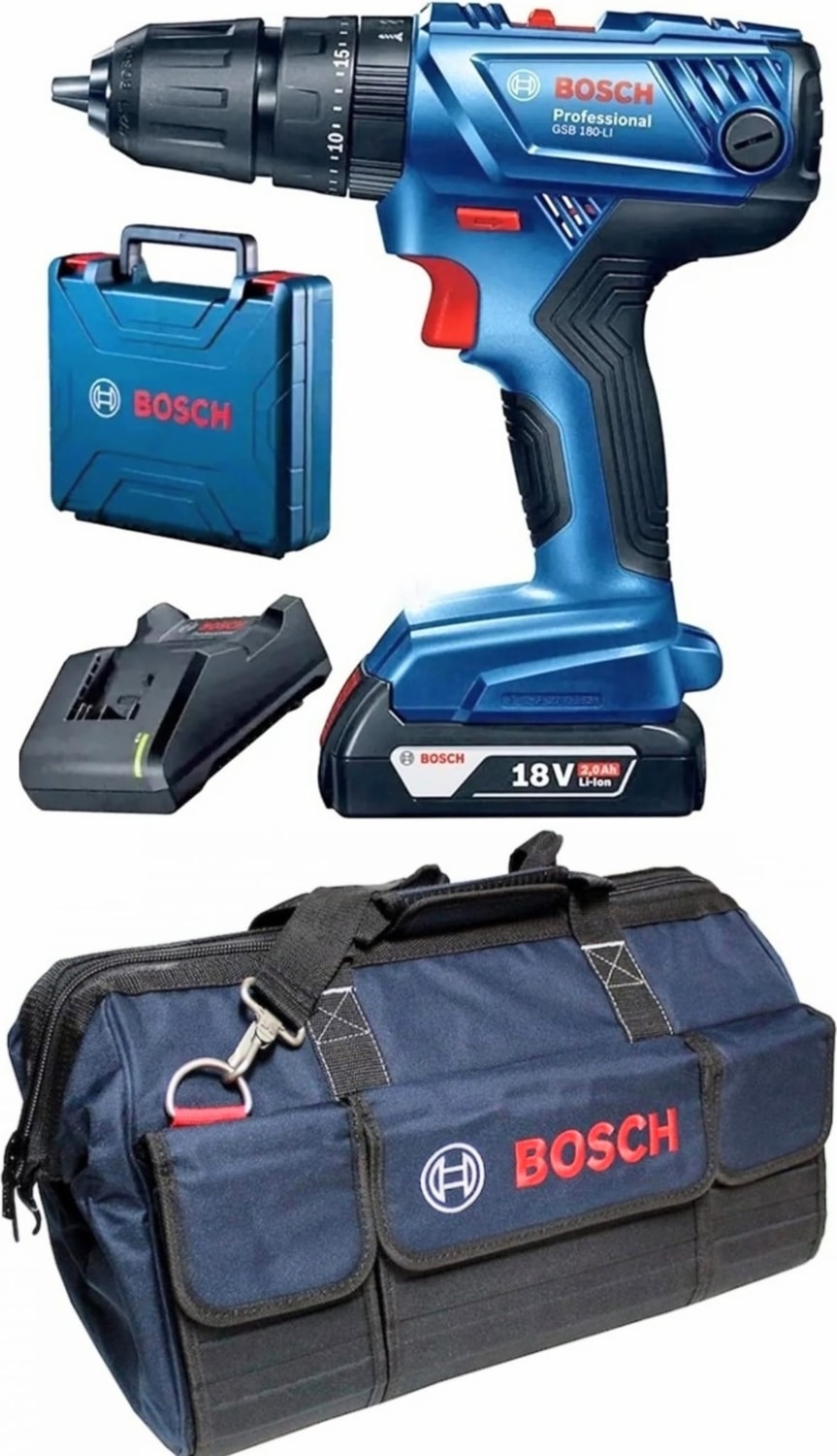 BOSCH Gsb 180 Li Tek Akülü Şarjlı Darbeli Matkap Vidalama ve Çanta Hediye