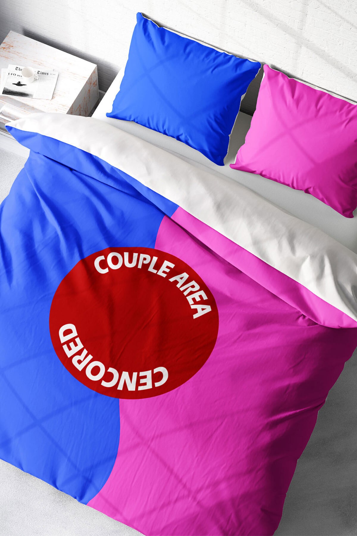 Lastikli Çarşaflı %100 Pamuk Saten Çift Kişilik Nevresim Takımı Couple Area