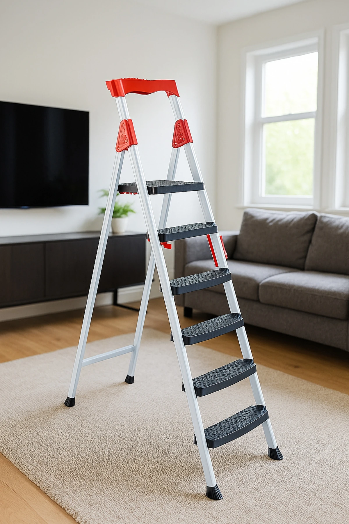 Elegance 6+1 Geniş Basamaklı Kolay Taşıma Aparatlı Merdiven Kaliteli Paslanmaz