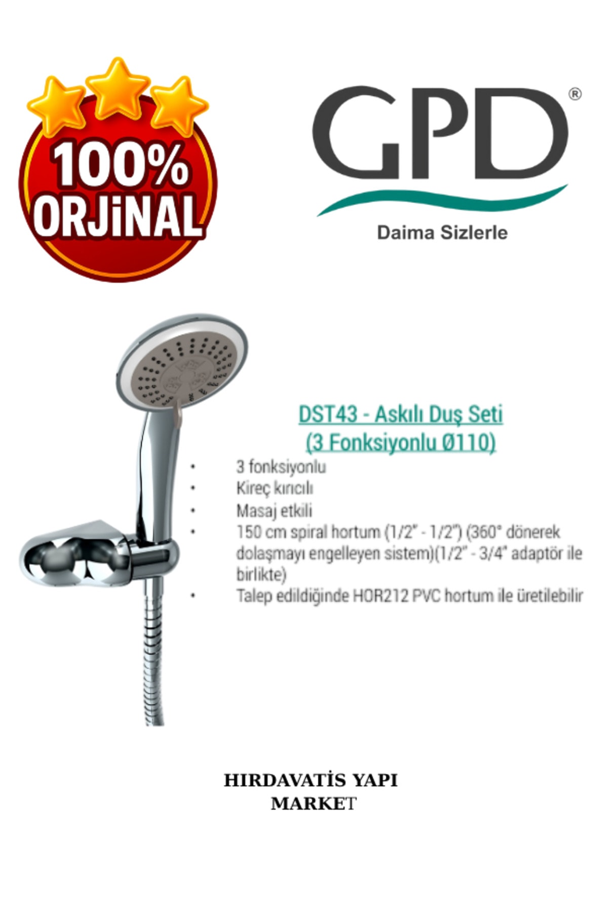 DST43 Askılı Duş Seti (3 Fonksiyonlu Ø110)