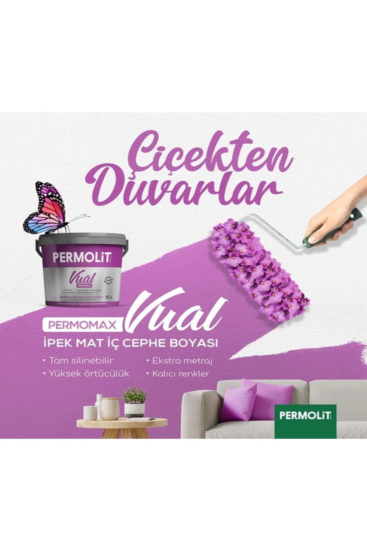 PERMOLİT PERMOLİT VUAL 1. KALİTE SİLİNEBİLİR İÇ CEPHE BOYASI 1. KALİTE
