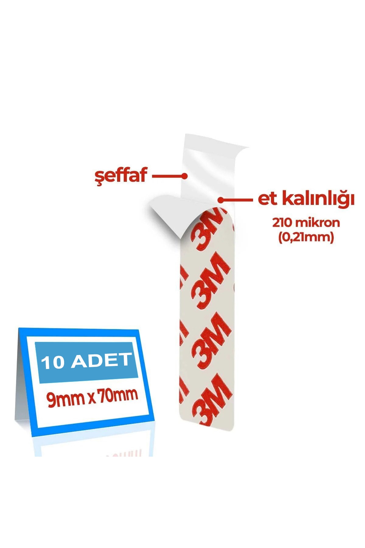 3M Hazır Kesim Şeffaf Çok Güçlü Bant 9mmx70mm (10'Lİ)