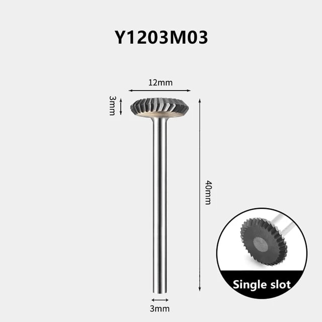 Y1203M03 Y Tipi Karbür Döner Dosya Ark Disk Şeklinde Tungsten Çelik Taşlama Kafası Planya Freze 3mm Kolu Y0602 Y1203 Y1602M03 (Yurt Dışından)