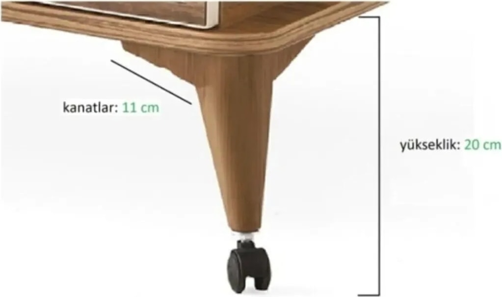 Tekerlekli Sihirli Sehpa Masa Ayağı 360 Derece Dönebilen 20 cm 4 Adet Beyaz. Vida Hediyeli!!!