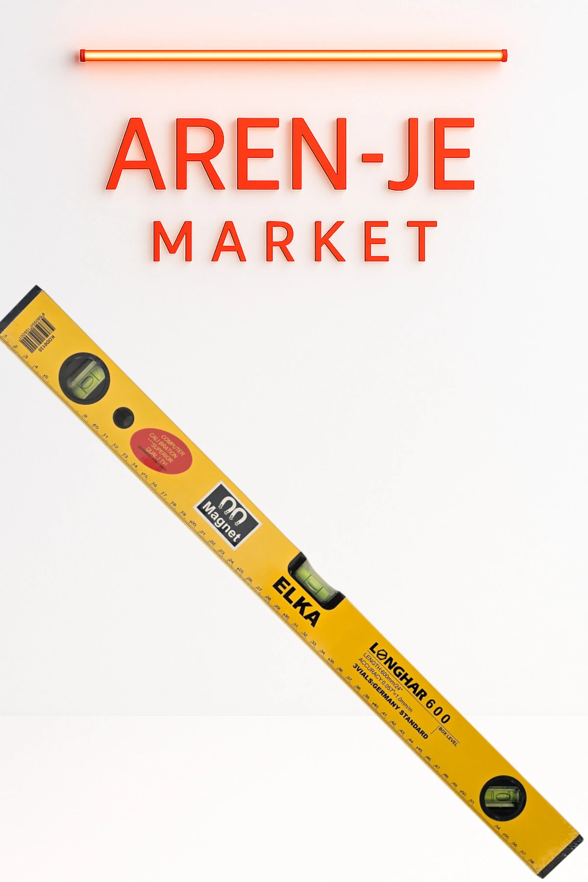 Aren-Je 100cm Mıknatıslı Su Terazisi – 3 Gözlü Metal Gövde Yüksek Hassasiyetli