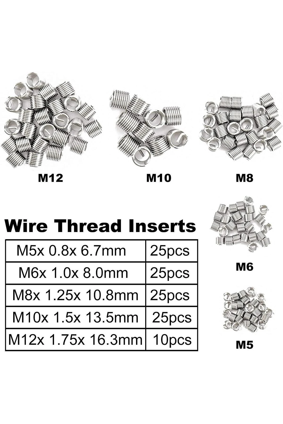 131 Parça Diş Açma Helicoil Vida Tamir Onarım Seti M5-m12 Profesyonel 1. Kalite