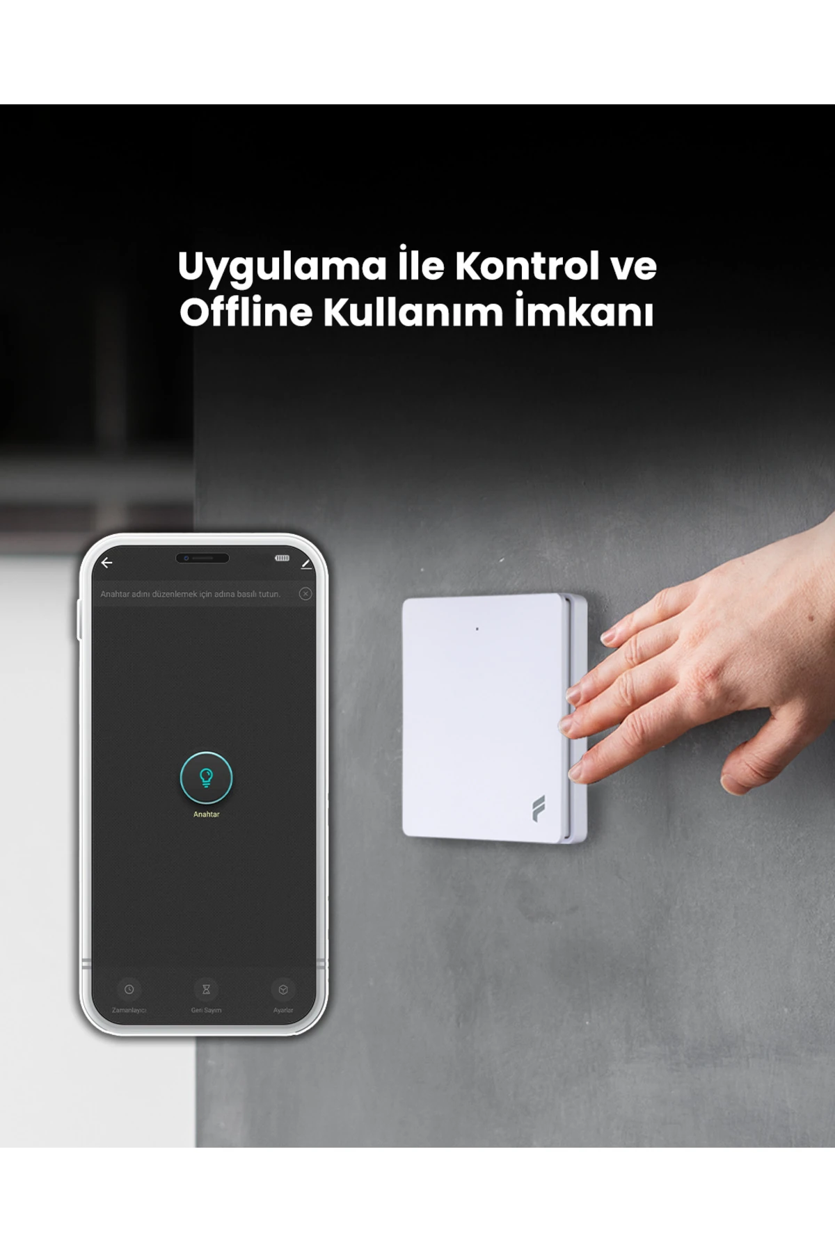 Kablosuz Tekli Duvar Anahtarı Kendinden Enerjili ve Akıllı Kablosuz Anahtar Alıcısı Seti