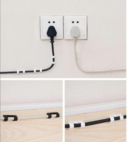 Yapışkanlı Mini 20LI Klips USB Pc Adaptör Kablo Tutucu Aparat Şeffaf