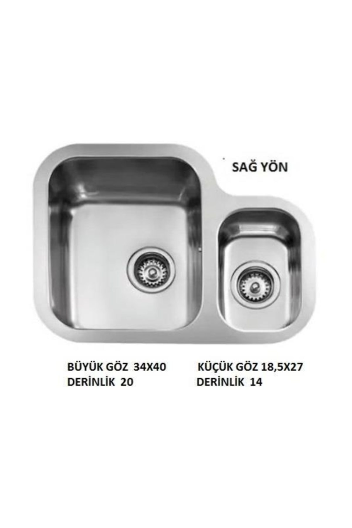 Stage Be 625 Paslanmaz Çelik Tezgah Altı Evye Sağ