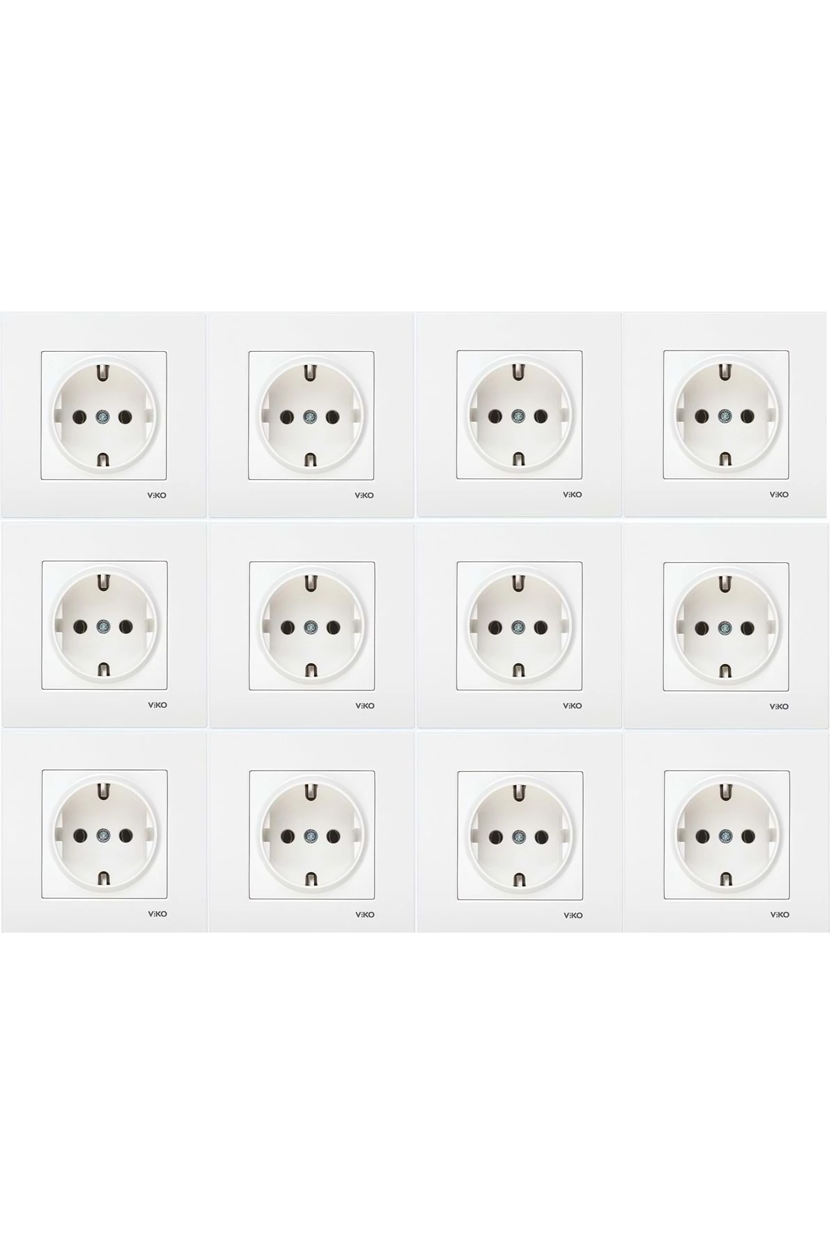 Karre Topraklı Çocuk Korumalı Priz + Çerçeve Beyaz 12 Adet