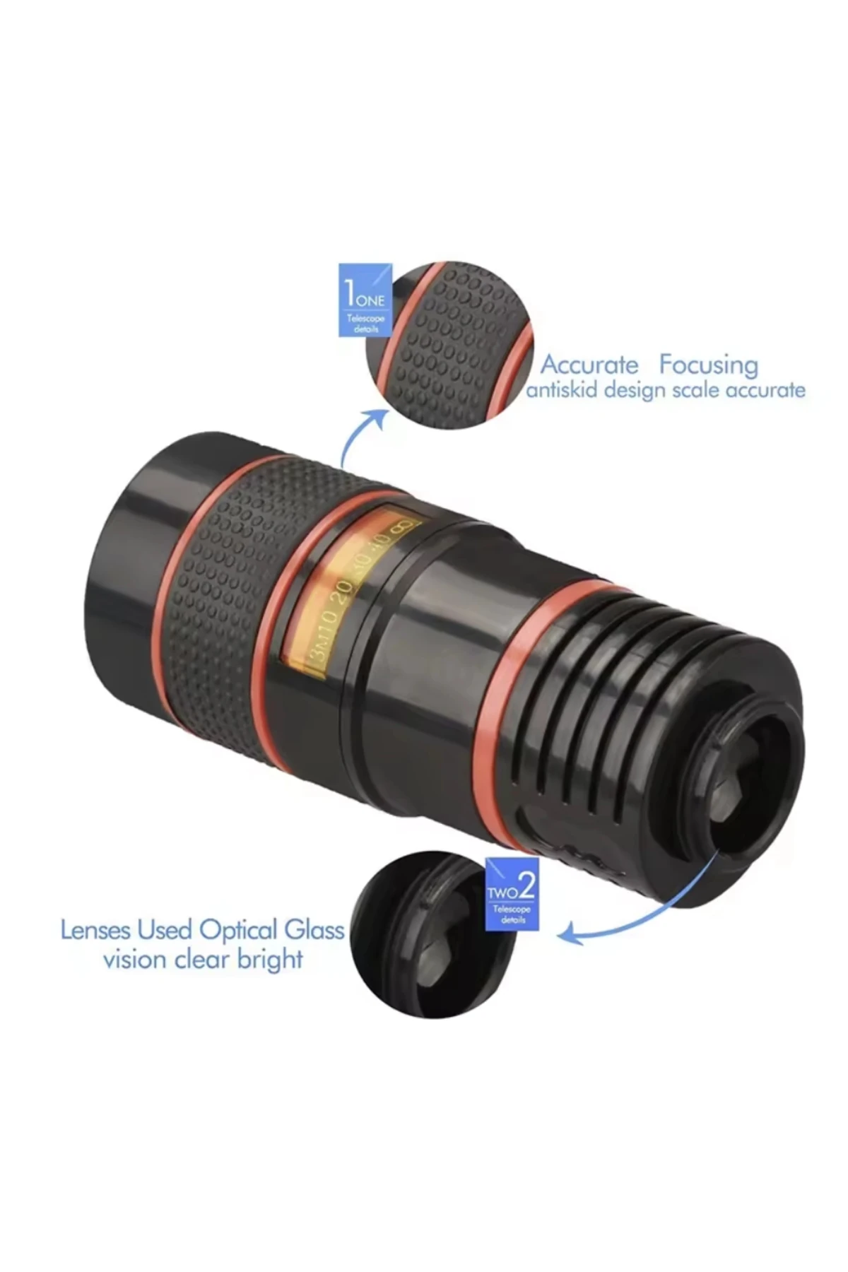 2X Zoom Telefon Teleskop Lens – Evrensel Klipsli Yüksek Kalite Optik Cam Uzaktan Çekim