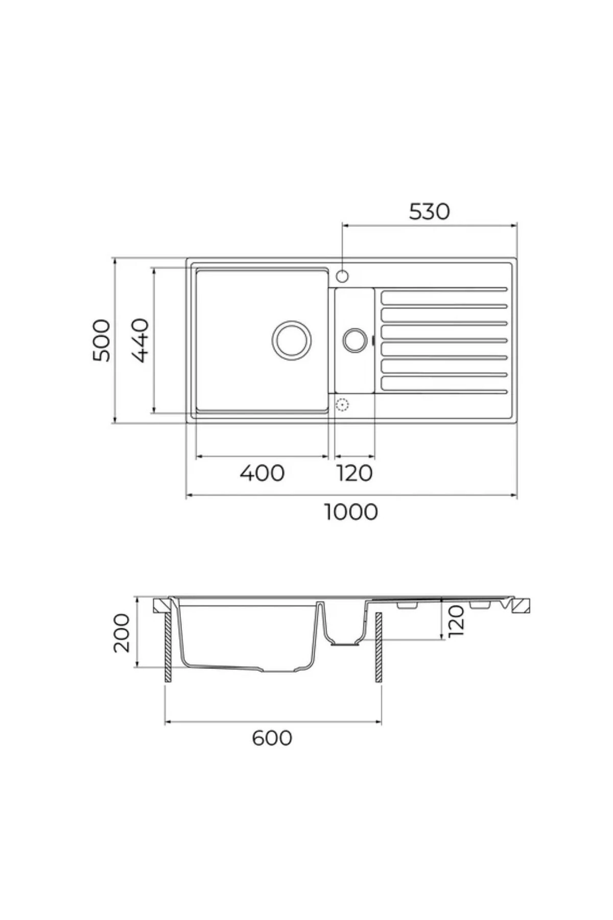 Cliff 60 B-TQ 1,5 Hazneli Beyaz Granit Mutfak Eviyesi