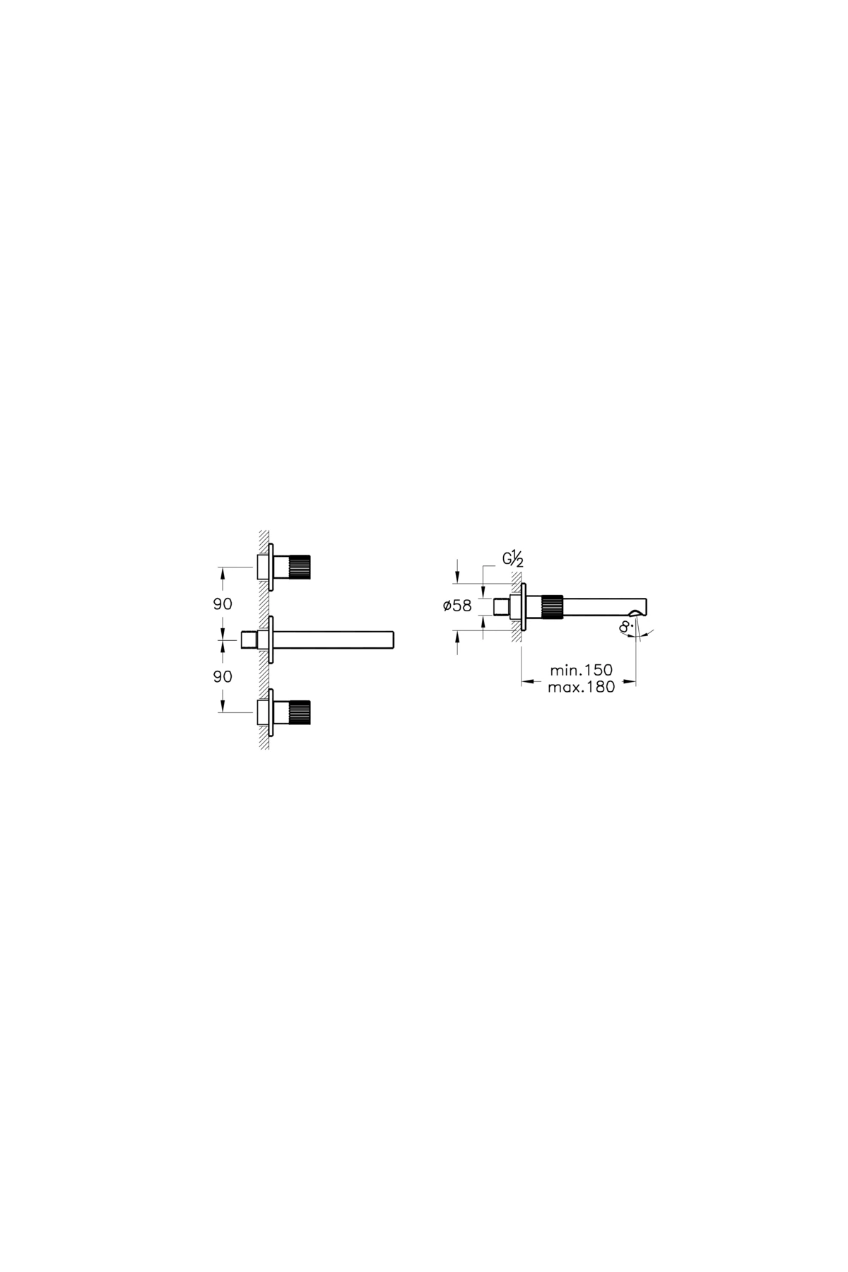 Origin A4258234 Ankastre Lavabo Bataryası, 3 Rozetli, Sıva Üstü, Fırçalı Nikel