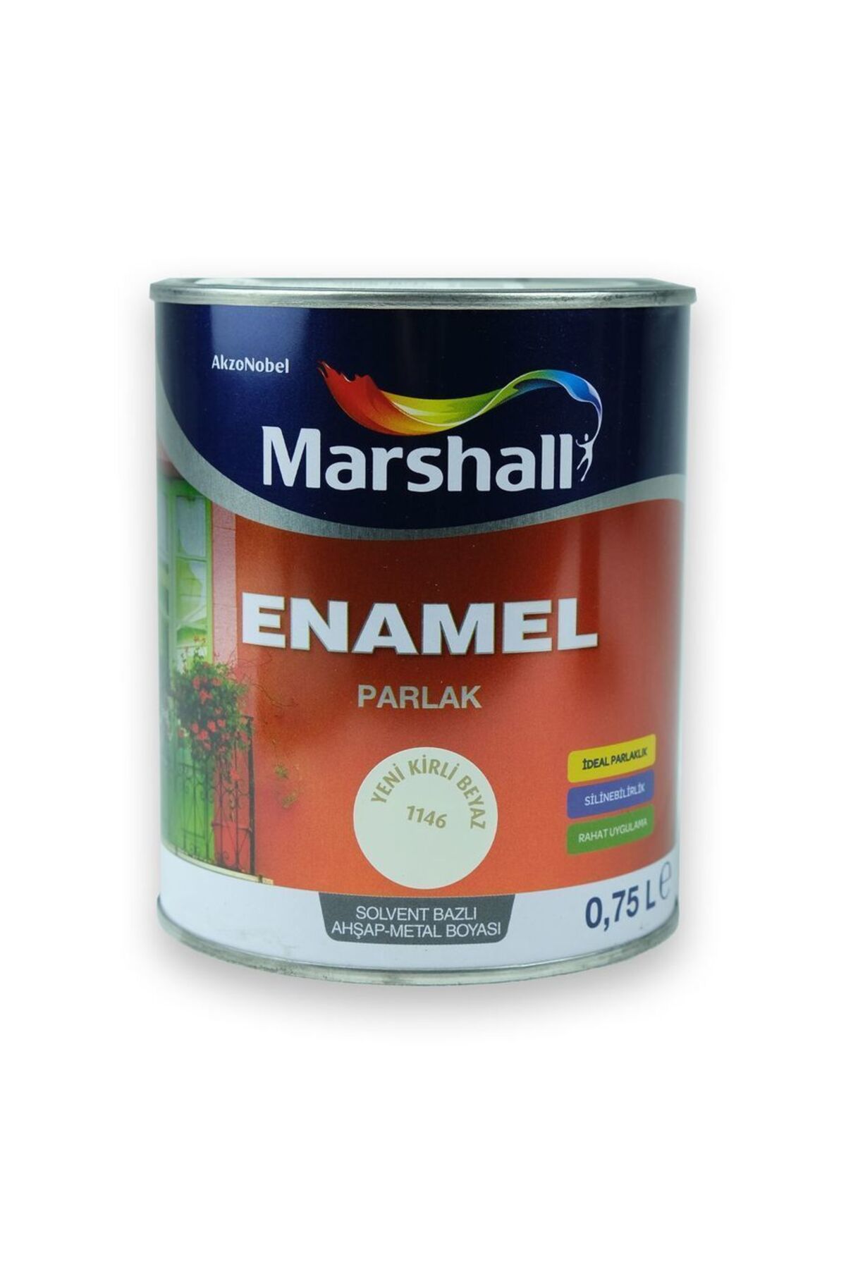 Enamel Parlak Ahşap Metal Boyası Kirli Beyaz 0,75 L