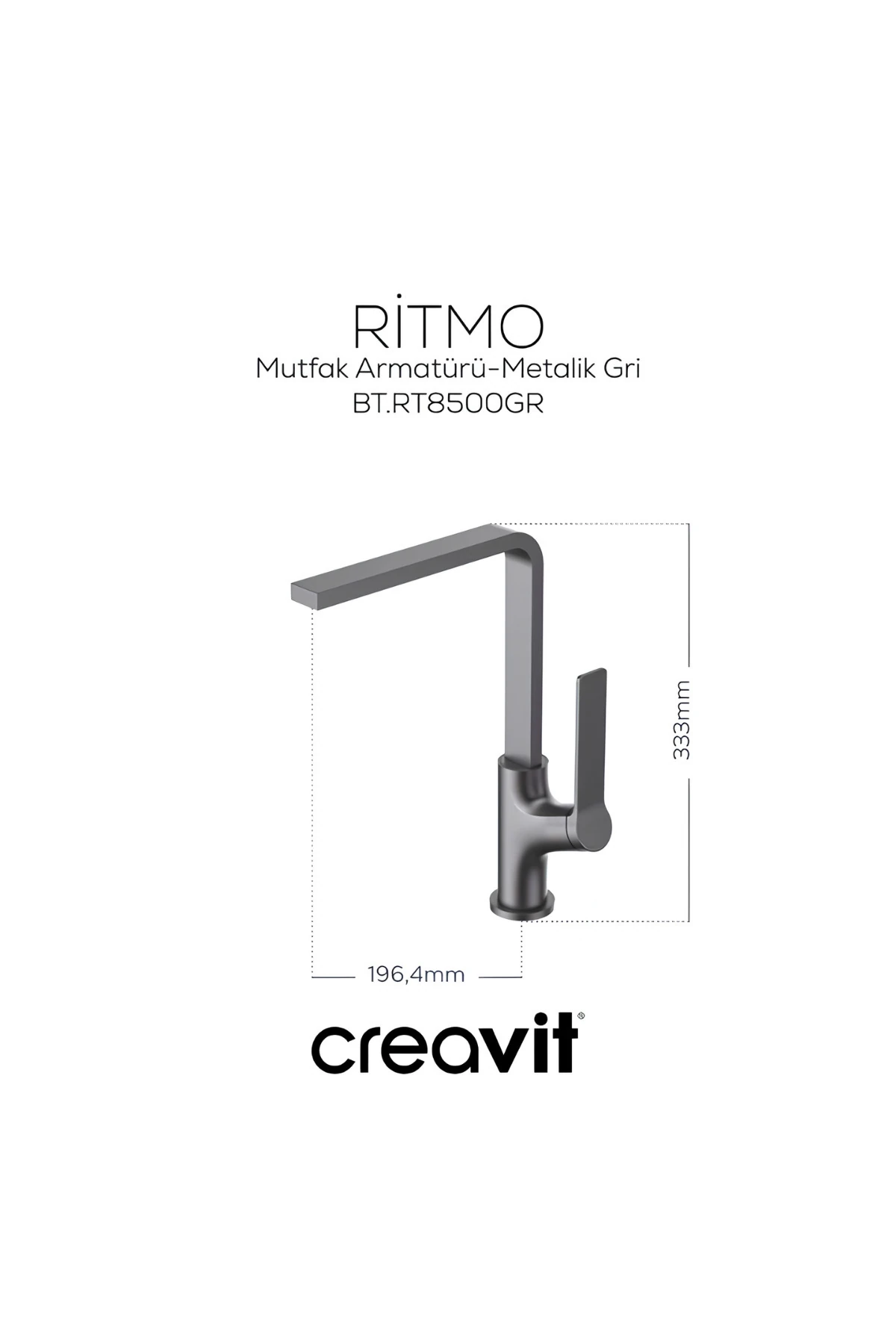 Ritmo Metalik Gri Batarya Seti 3’Lü Banyo-Lavabo-Evye