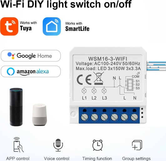 m Smart  Destekli 2 Kanallı Işık Anahtarı Uzaktan Kontrol
