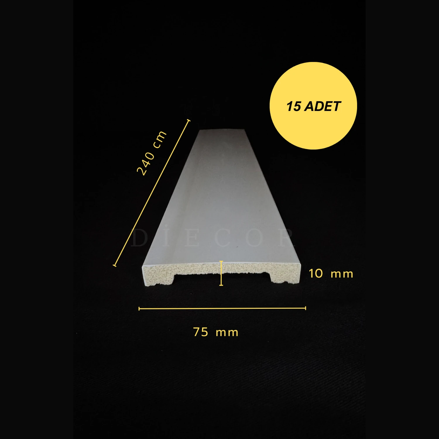 Dekoratif Boyanabilir 15 Adet 7,5 cm Polistren Duvar Çıtası