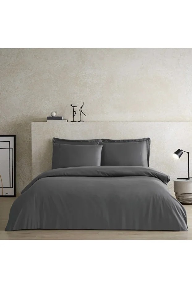 X TENCEL™ Lyocell Çift Kişilik Nevresim Kılıfı Antrasit