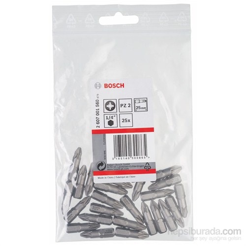 BOSCH - 25'Li Paket - Ekstra Sert Seri Vidalama Ucu - Pz 2, 25 Mm