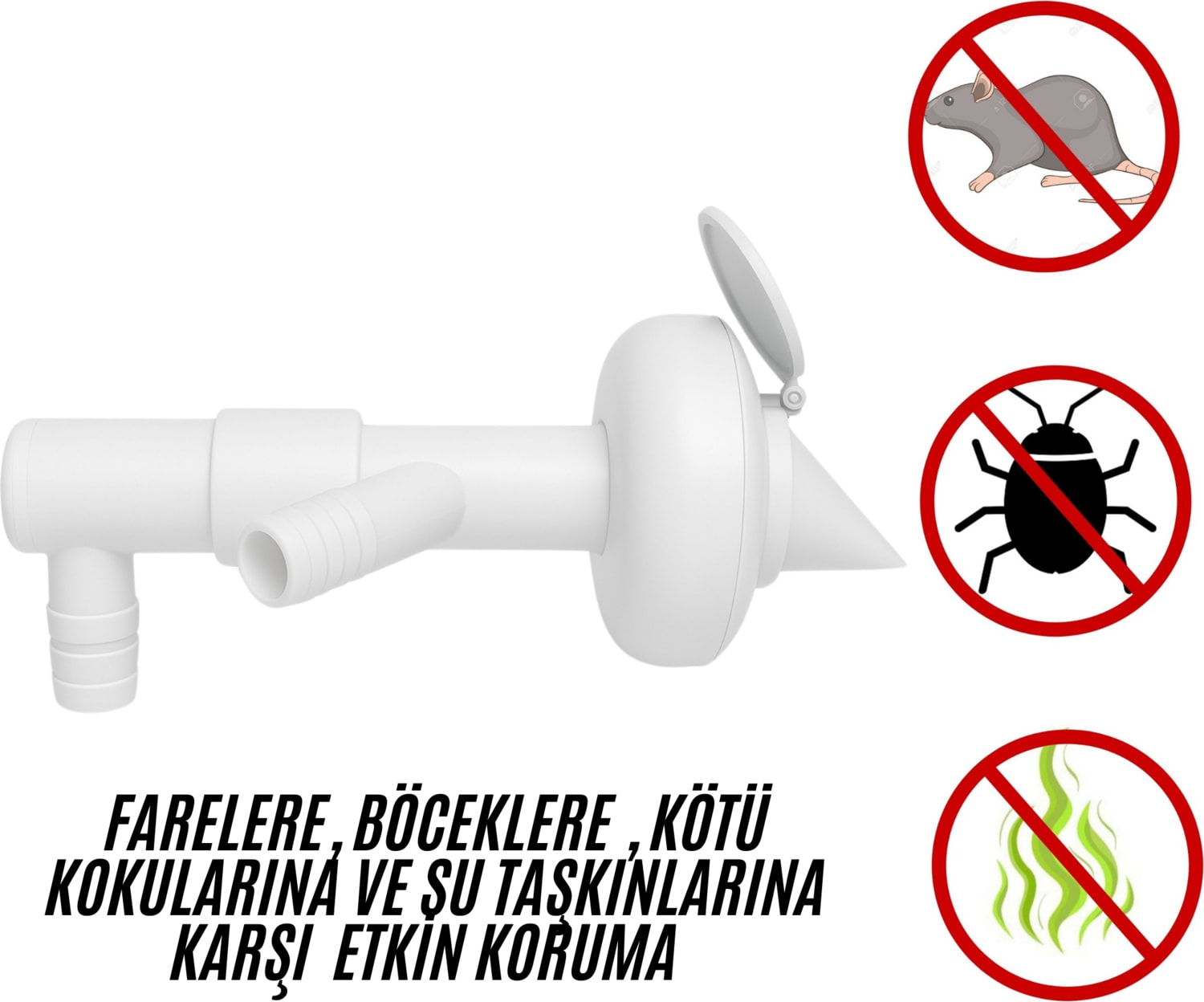 Çift Girişli Gider Çekvalf Adaptörü Ø50 mm | Çamaşır Bulaşık Makinesi Koku ve Haşere Önleyici