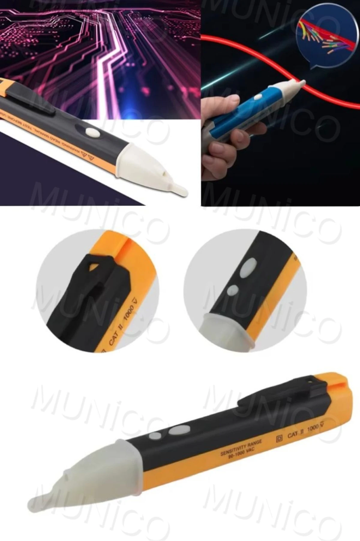 Elektrik Teknisyenlerine Özel Temassız Test Kalemi Ultra Güvenli İndüksiyon Elektrikli Dedektörü