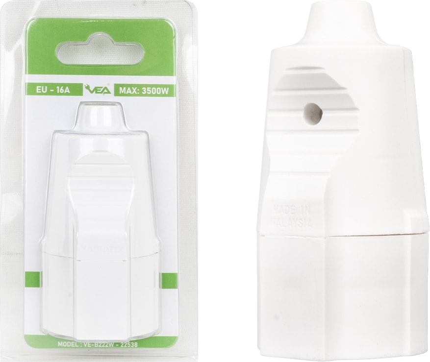 Vea VE-B222W Blisterli Dişi Fiş Uzatma Fiş Priz Başlığı 3500 Watt Güç Kapasiteli
