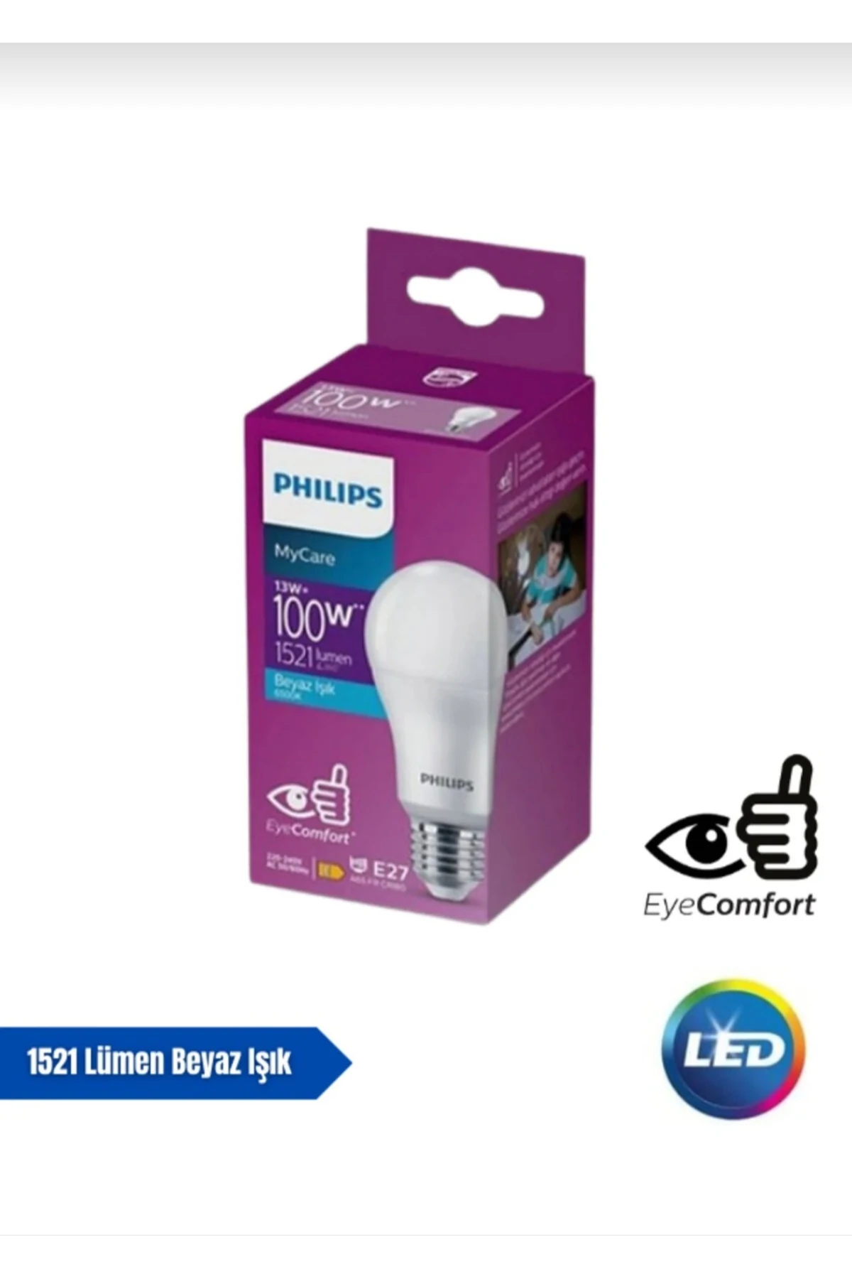 6'Lı Paket 13w 6500 Kelvin Beyaz ışık E27 Duylu 1521 Lümen E Enerji Tüketimi MyCare Led Ampul