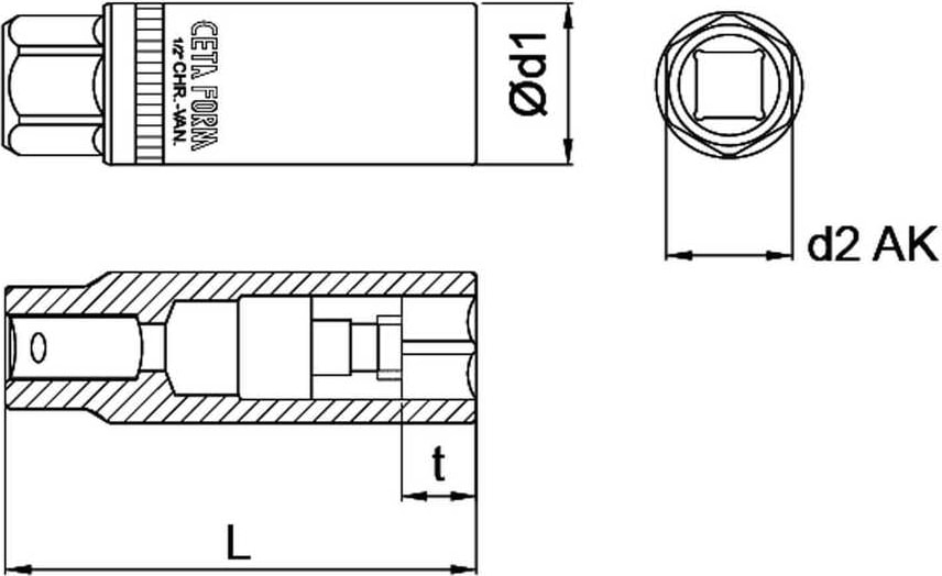 C27-R21M 1/2” 6 Köşe Mıknastıslı Buji Lokması