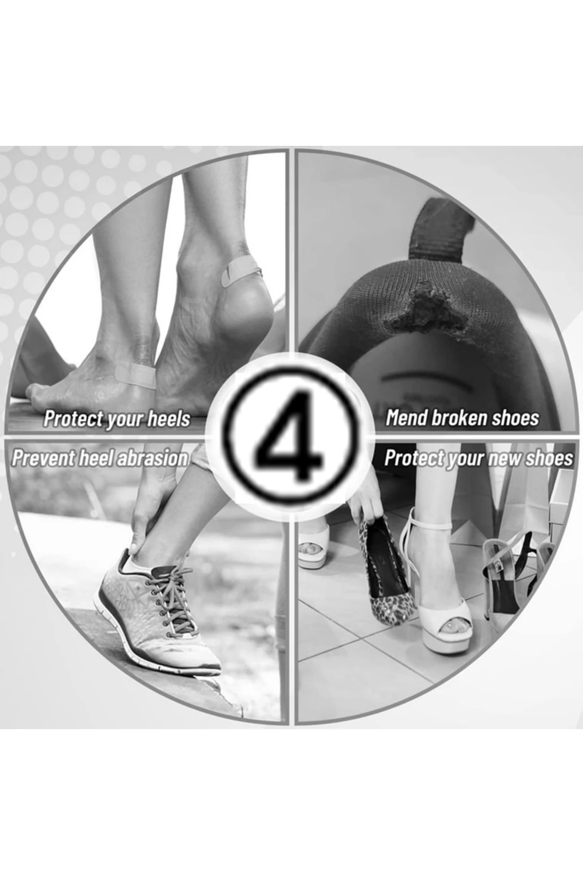 4 Adet Yuvarlak Siyah Ayakkabı Yaması Spor Ayakkabı Tamir Delik Onarım Yaması Kendinden Yapışkanlı