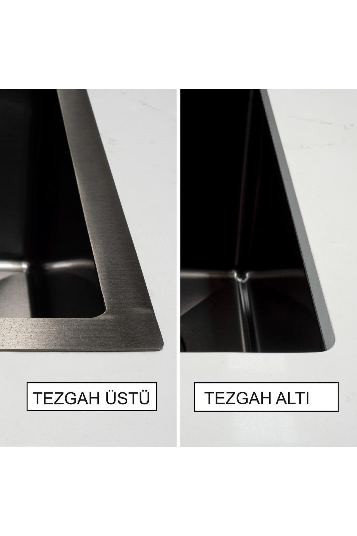 Elegante 4454-bk 40×50 Cm Pvd Kaplama Füme Siyah Paslanmaz Çelik Mutfak Evyesi, Mutfak Lavabosu