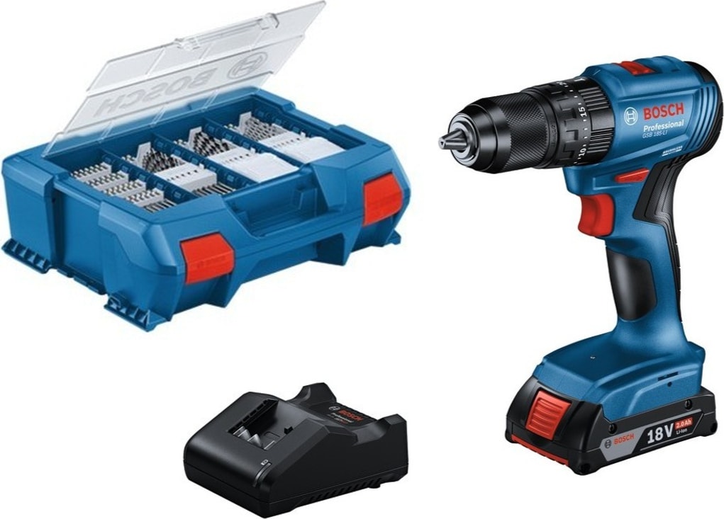 BOSCH Gsb 185-Li Tek Akülü Darbeli Vidalama Matkap 82 Parça Uç Setli