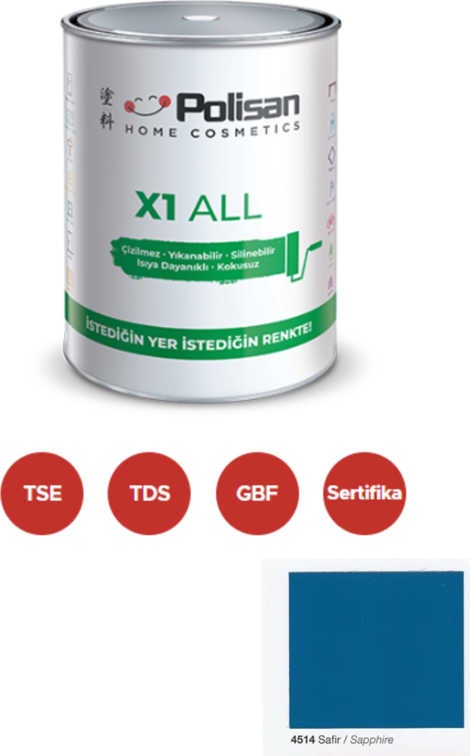 POLİSAN X1 All Dönüşüm Boyası 0,75 Lt Safir / 4514