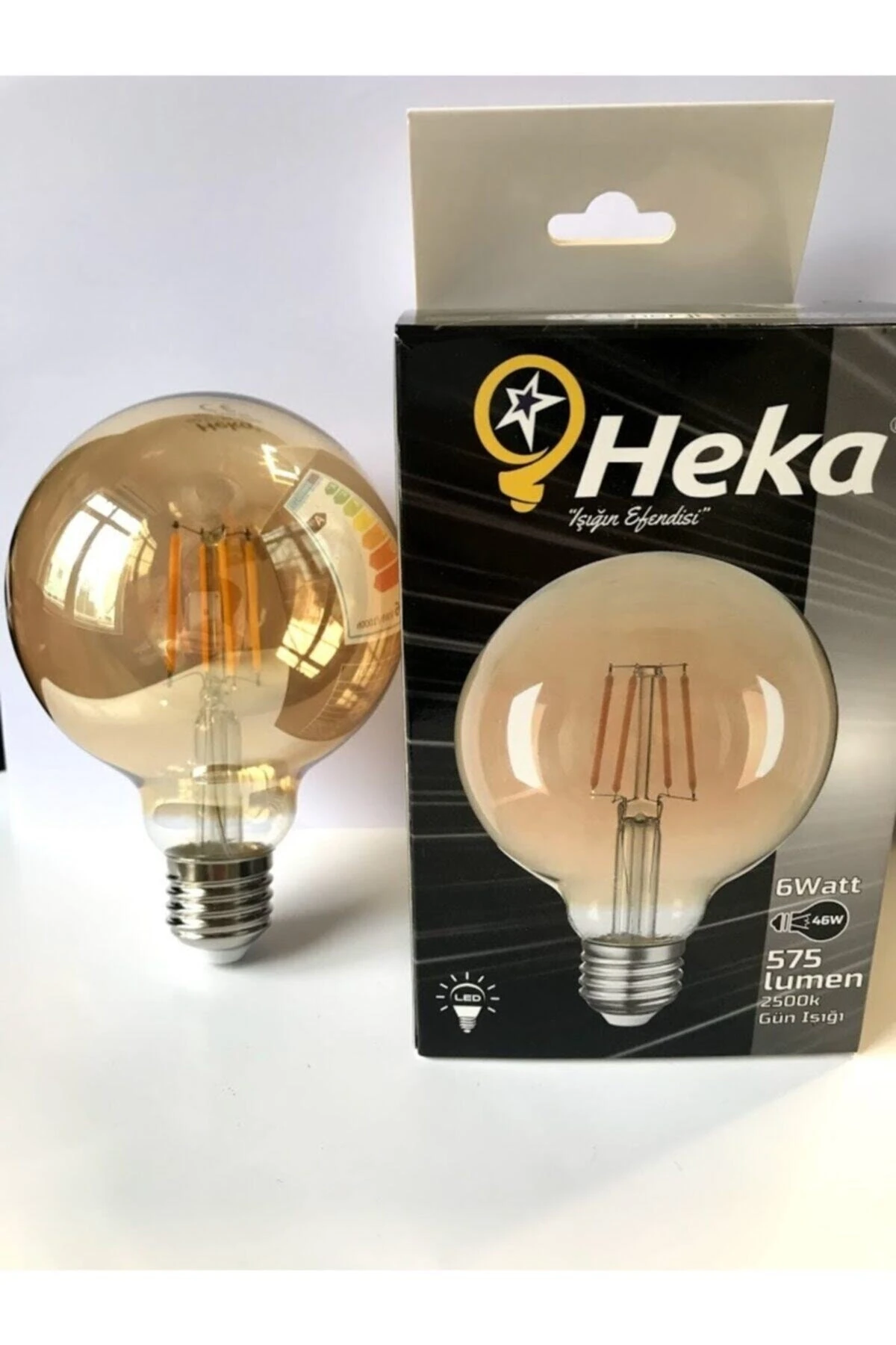 Dekoratif Yuvarlak G95 Globe Model 6w Rustik Led Ampul E27 Normal Duylu Amber Rengi