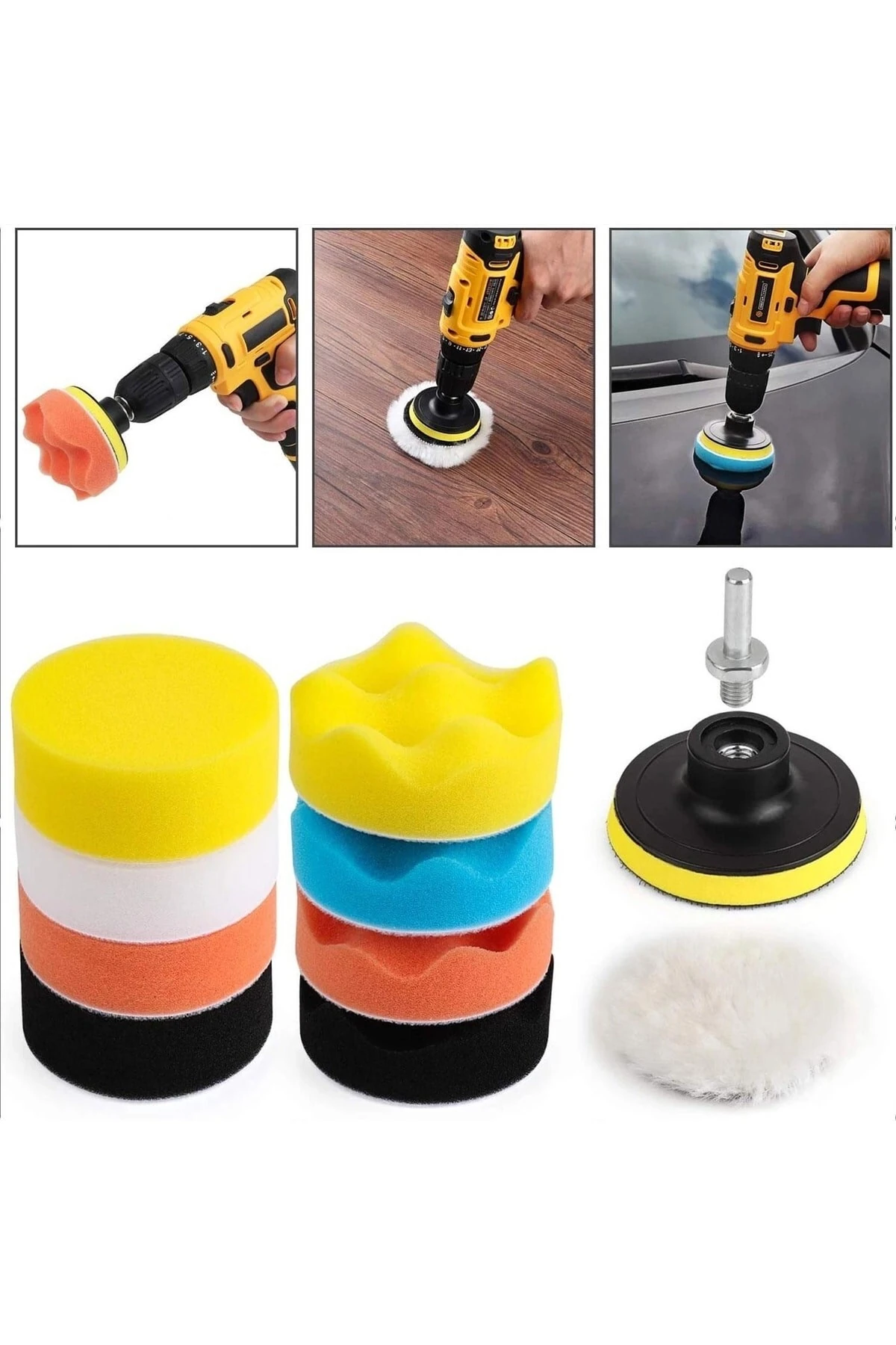11 Parça Araç Oto Pasta Cila Parlatma Polisaj Sünger Seti