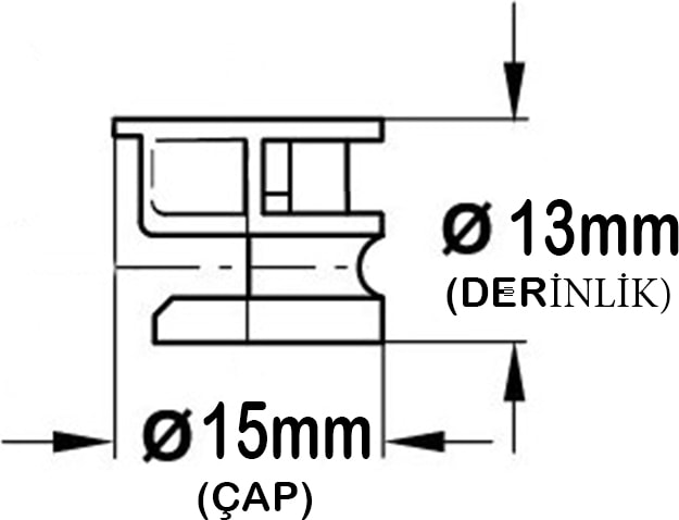 Minifix Gövde 15X13MM Mobilya Dolap Birleştirme Bağlantı Vidası - 10 Adet
