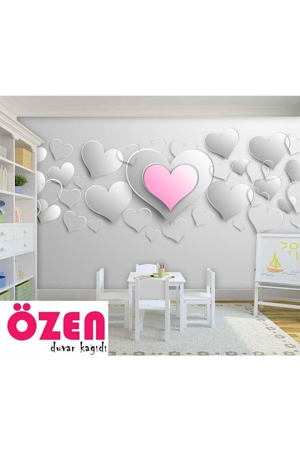 3d Boyutlu Kalpler Genç Odası Duvar Kağıdı