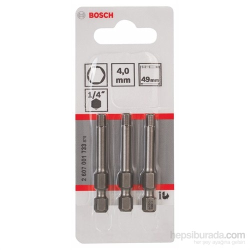BOSCH - 3'Lü Paket - Ekstra Sert Seri Vidalama Ucu - Hex 4, 49 Mm
