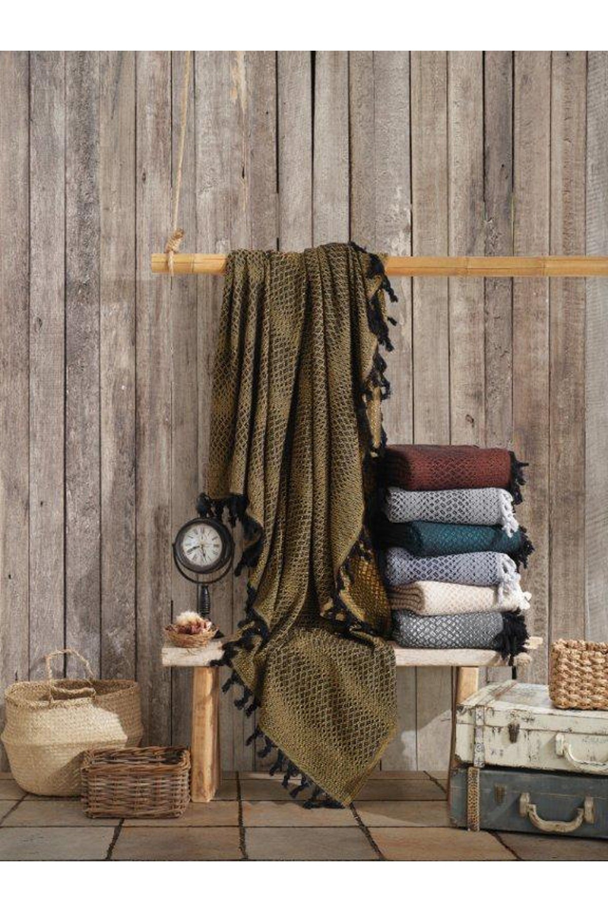 Çift Saçaklı Kişilik Pike 200 X 235 Damla Hardal