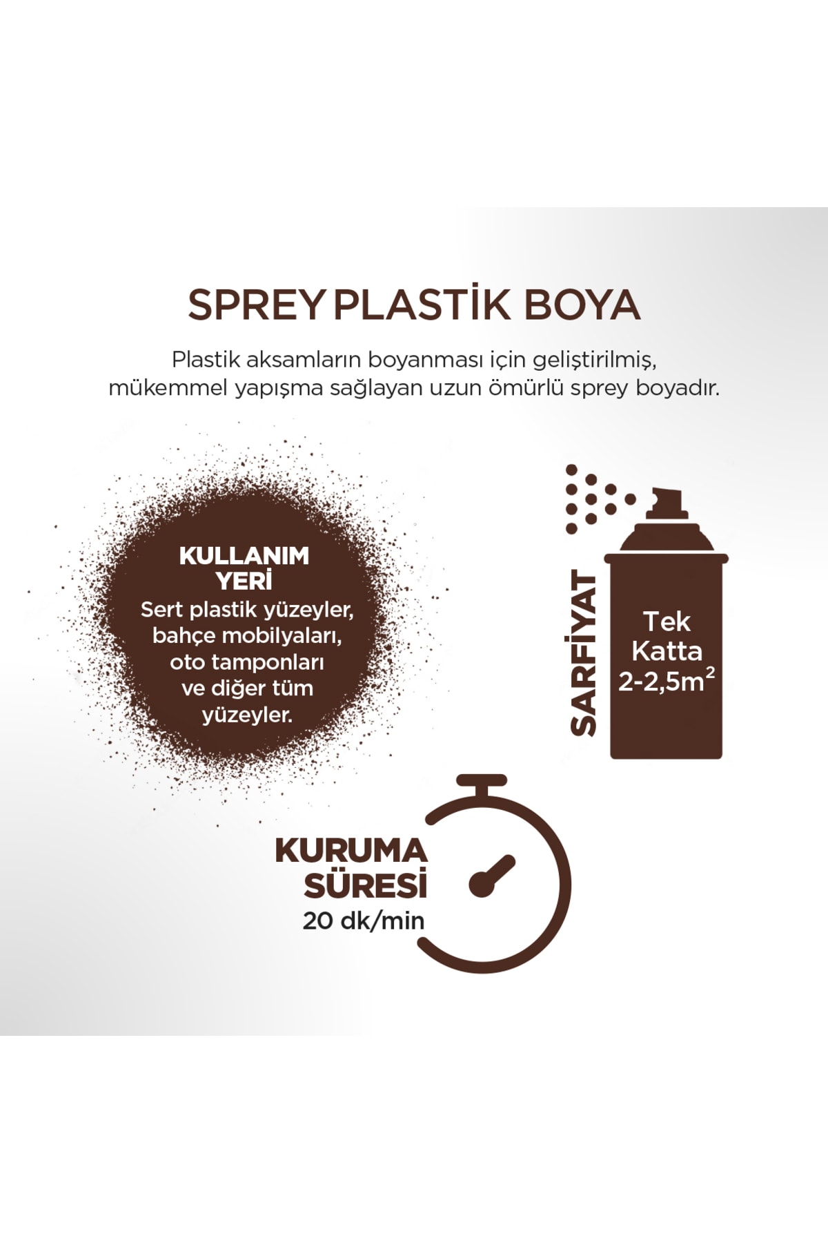Plastik Yüzey Kahverengi Sprey Boya 400 ml - Ral 8016