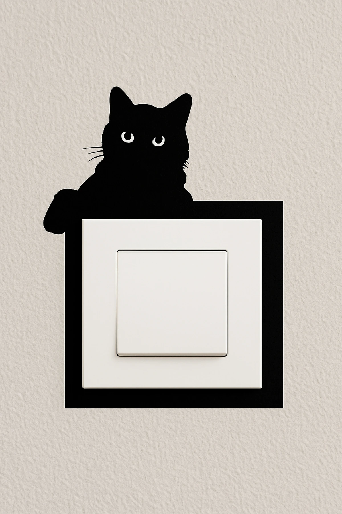 Sevimli Kedi Şekilli Dekoratif Ahşap Anahtar Priz Çerçevesi