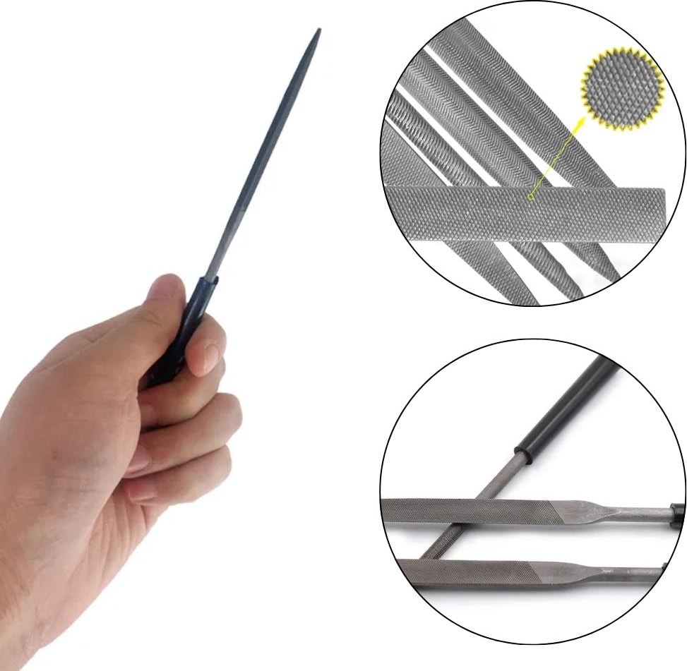 6 Parça Mini Eğe Iğne Model Demir Ahşap Metal Törpü Eğe 18 cm