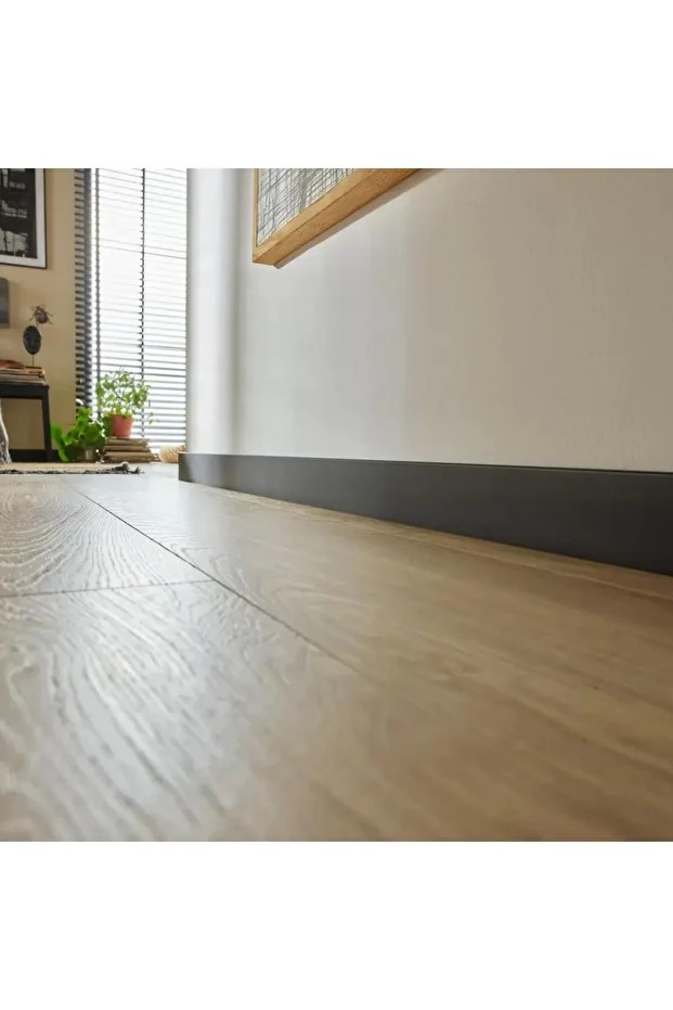8cmx240cm 1 Adet PVC Yalı Gri Süpürgelik Suya Neme Dayanıklı Parke Seramik Salon Mutfak Süpürgeliği