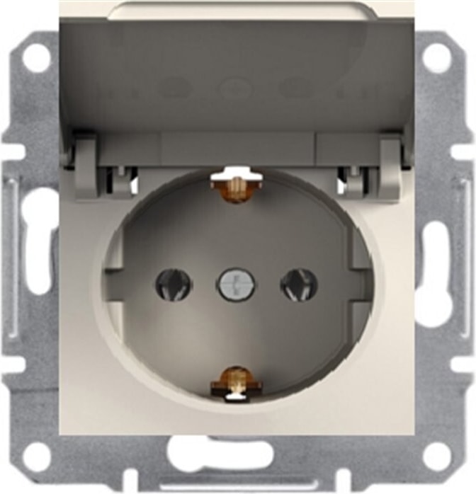 Asfora Krem Çerçevesiz Kapaklı Topraklı Priz