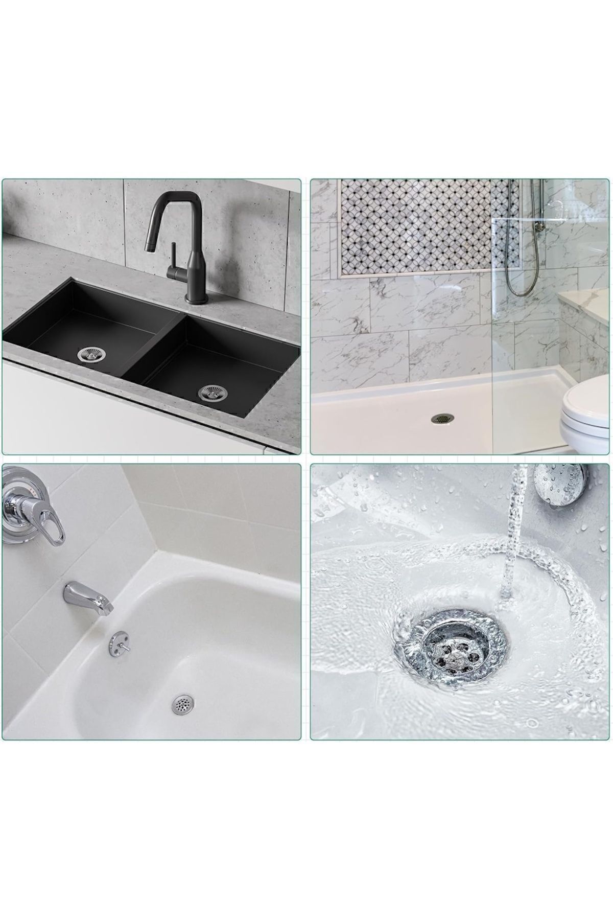 4 Adet Yapışkanlı Tek Kullanımlık Banyo Gider Saç Kıl Tutucu Ve Mutfak Evye Çöp Ayırma Süzgeci