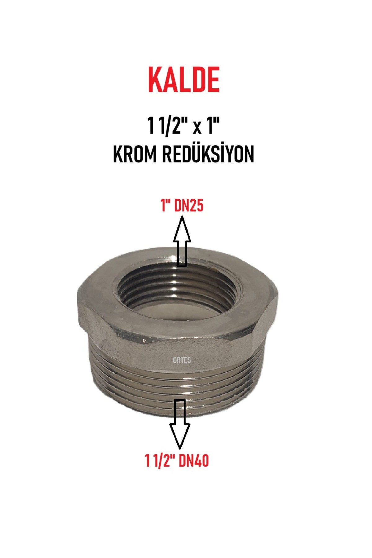 1 1/2" x 1" Sarı/Krom Redüksiyon - Brass Reduction