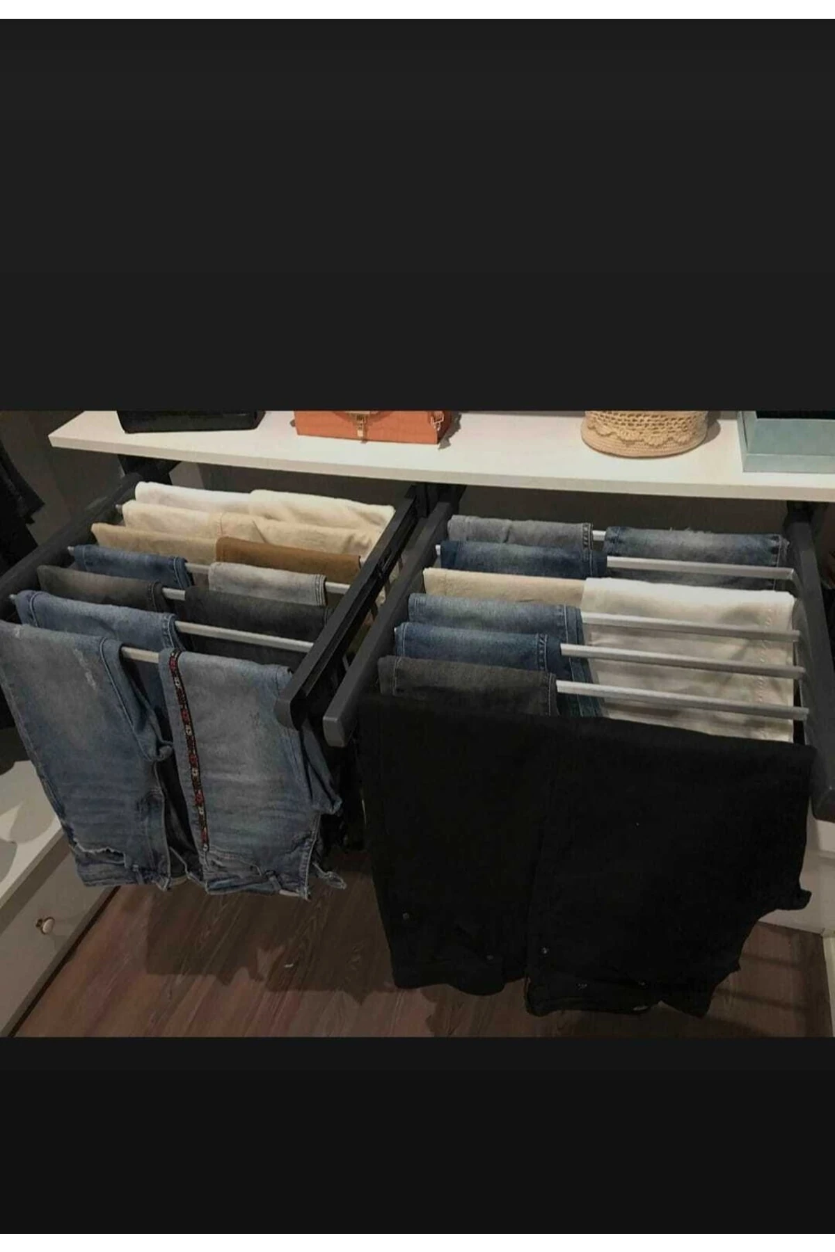 Dolap Içi Raylı Pantolonluk Askılığı 60*47 Cm Üst Rafa Montaj Olur