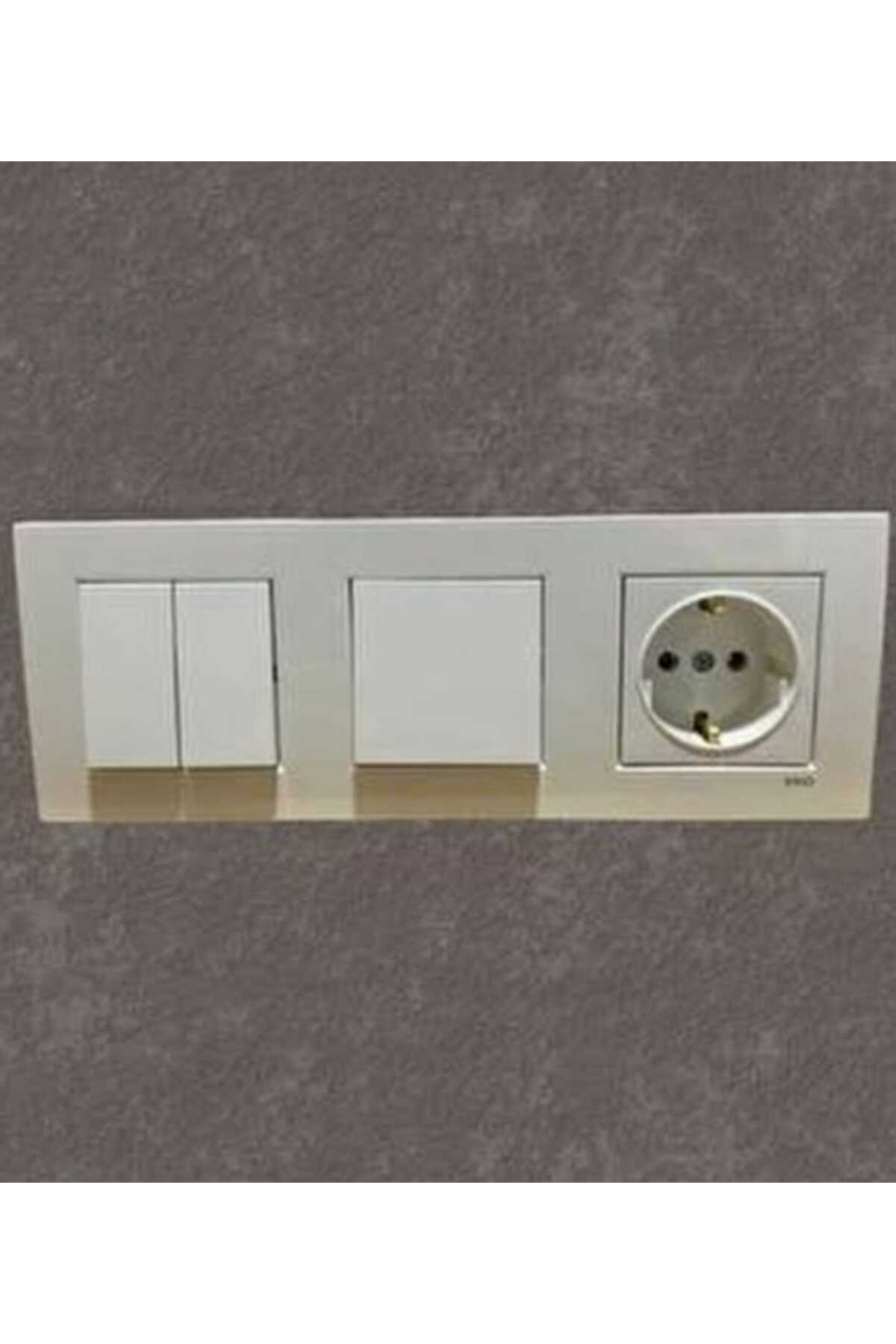 KARRE BEYAZ KOMİTATÖR (İKİLİ ANAHTAR) , ANAHTAR ,PRİZ 3LÜ SET